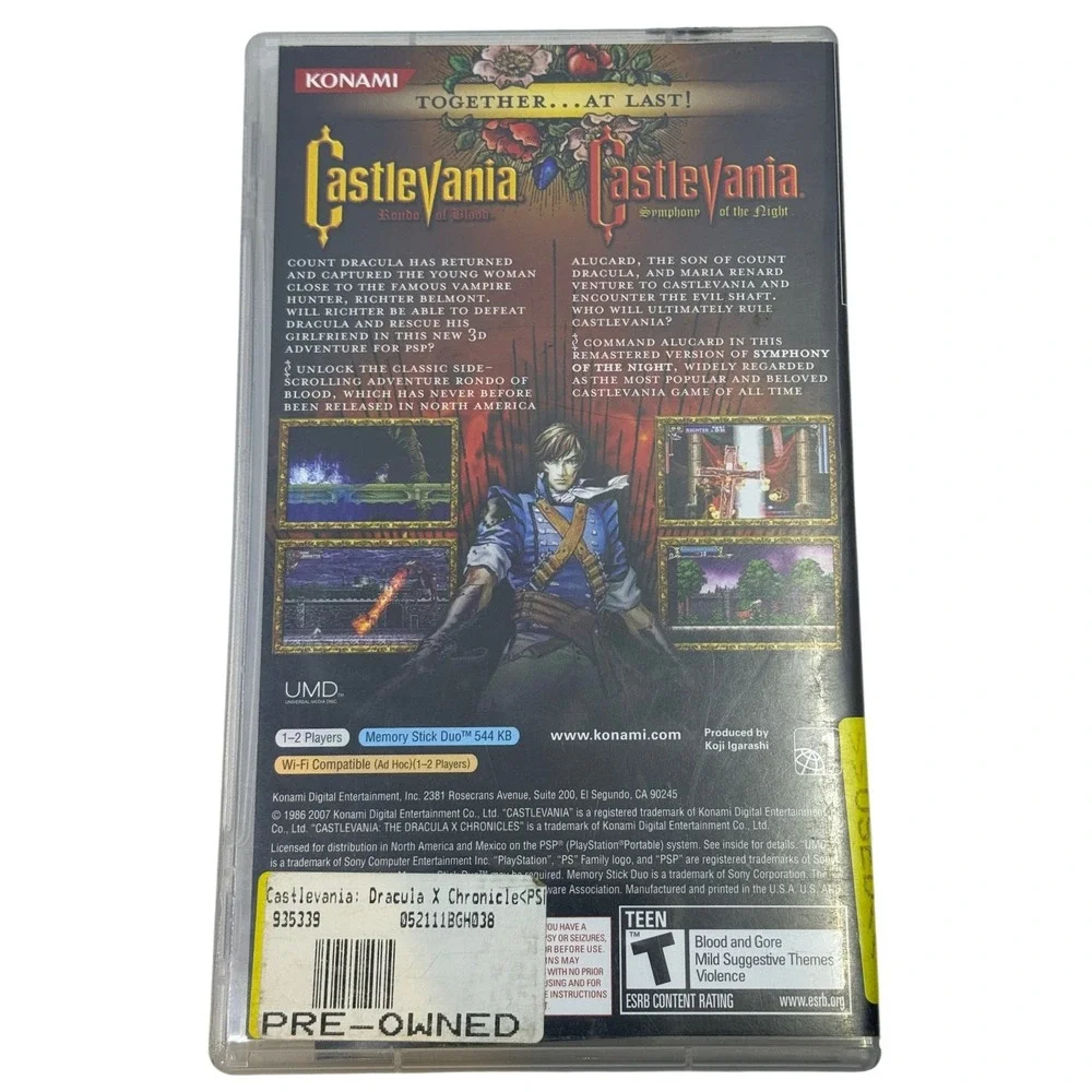 Castlevania The Dracula X Chronicles Sony PSP Konami Greatest Hits Black Label